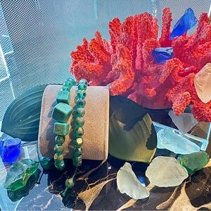 Green  Turquoise Beaded Bracelet Set